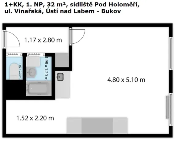 Prodej bytu 1+kk, Ústí nad Labem, Vinařská, 32 m2
