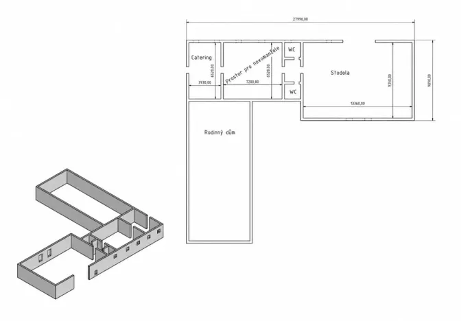 Prodej rodinného domu, Borovy, 500 m2