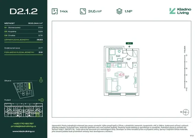 Prodej bytu 1+kk, Kladno, Pražská, 29 m2