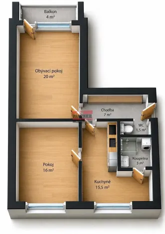 Pronájem bytu 2+1, Prachatice, U Rybníčku, 65 m2