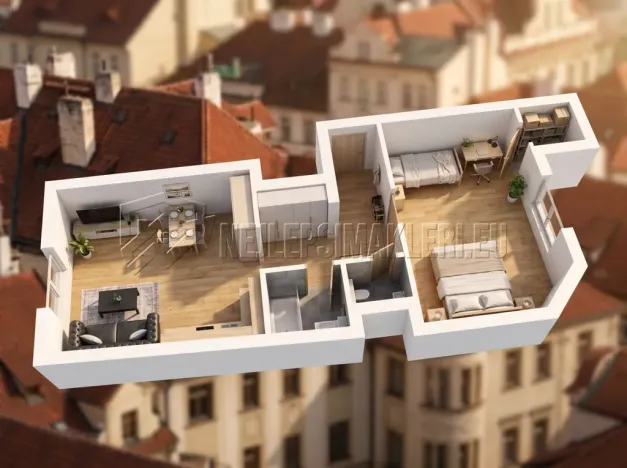 Pronájem bytu 2+kk, Praha - Vršovice, Orelská, 55 m2