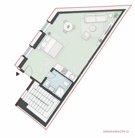 Prodej bytu 1+kk, Praha - Libeň, Sokolovská, 33 m2