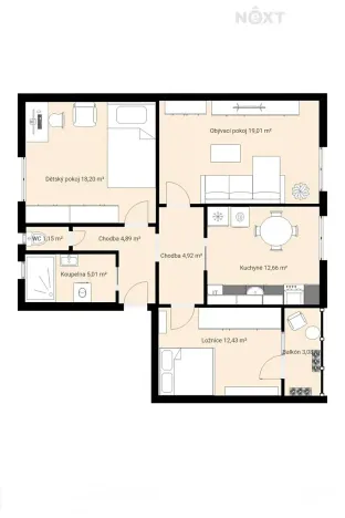 Prodej bytu 3+1, České Budějovice, Čechova, 78 m2