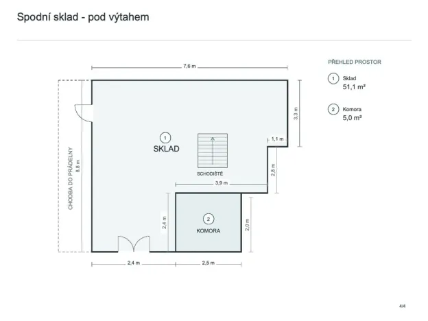 Pronájem skladu, Praha - Písnice, Putimská, 537 m2