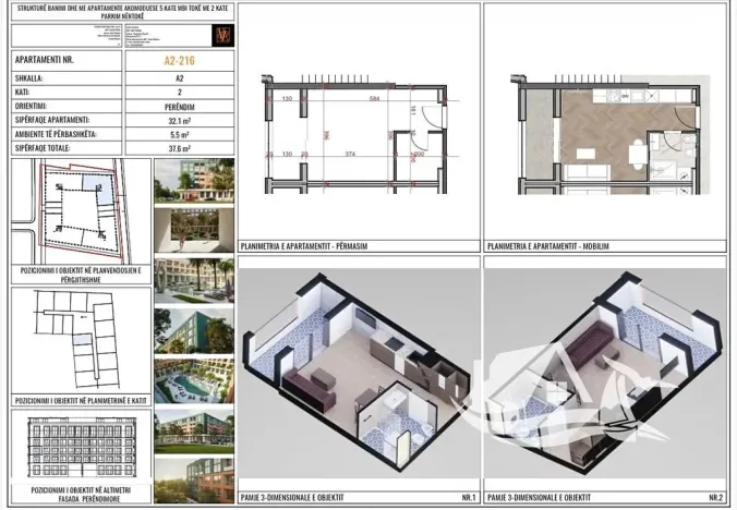 Prodej bytu 1+kk, Golem, Albánie, Mali i Robit, 38 m2