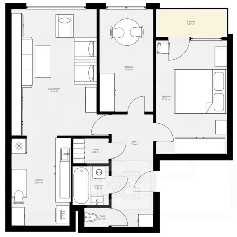 Pronájem bytu 3+kk, Praha - Chodov, Jažlovická, 66 m2