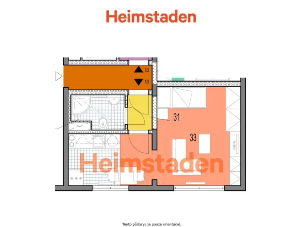 Pronájem bytu 1+kk, Karviná - Nové Město, Nedbalova, 25 m2