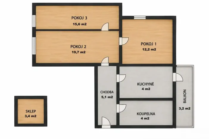 Prodej bytu 3+1, Blatná, Nerudova, 65 m2