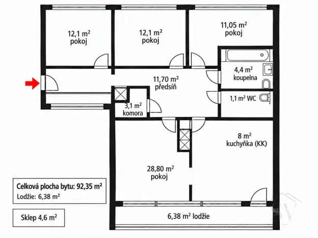 Prodej bytu 4+1, Praha - Radotín, Týřovická, 97 m2
