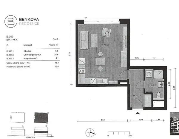 Prodej bytu 1+kk, Praha - Chodov, Benkova, 37 m2
