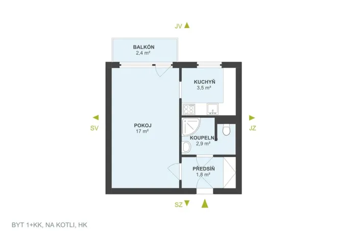 Prodej bytu 1+kk, Hradec Králové, Na Kotli, 28 m2