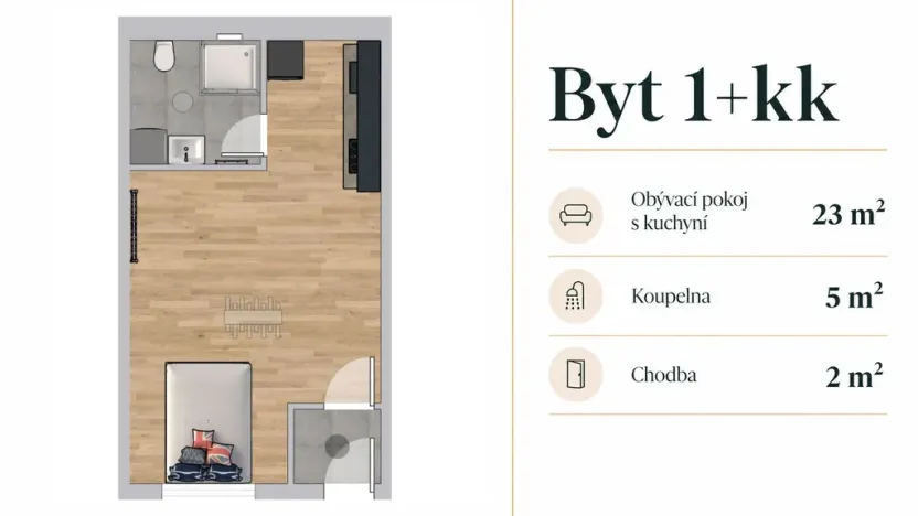 Pronájem bytu 1+kk, Mělník, Českolipská, 30 m2
