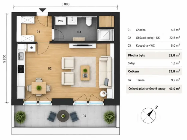 Pronájem bytu 1+kk, Praha - Žižkov, Budovcova, 35 m2