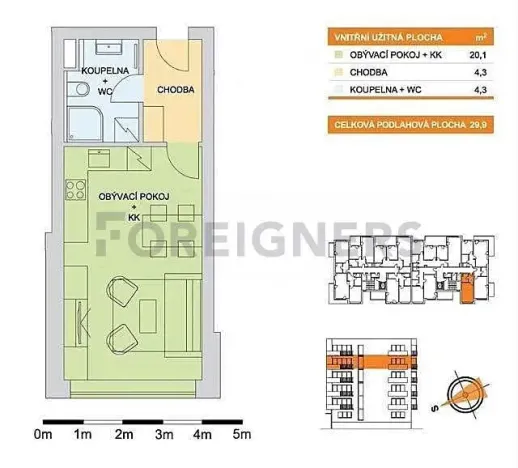 Pronájem bytu 1+kk, Olomouc, Aloise Rašína, 29 m2