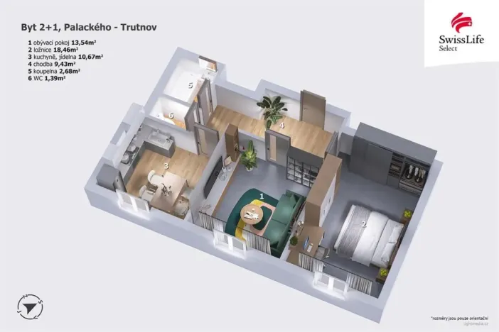 Pronájem bytu 2+1, Trutnov - Horní Předměstí, Palackého, 59 m2