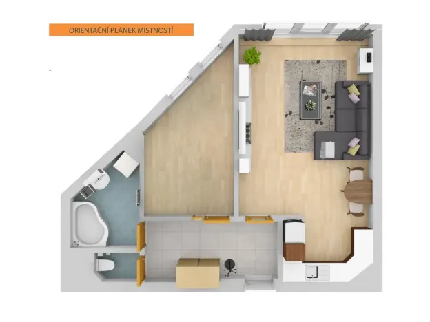Pronájem bytu 2+kk, Praha - Vysočany, Na Harfě, 57 m2