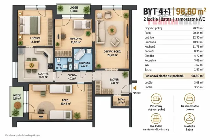 Prodej bytu 4+1, Brno, Kuršova, 96 m2
