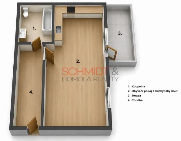Pronájem bytu 1+kk, Hustopeče, Gen. Peřiny, 36 m2