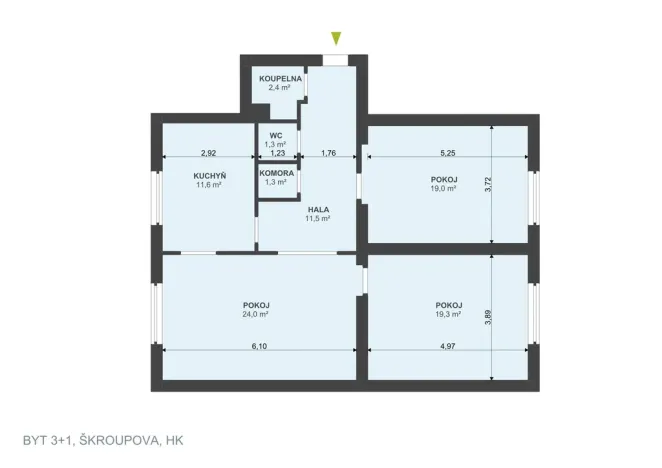 Prodej bytu 3+1, Hradec Králové, Škroupova, 80 m2