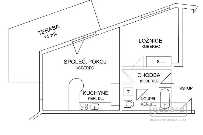 Pronájem bytu 2+kk, Praha - Libeň, Společná, 46 m2