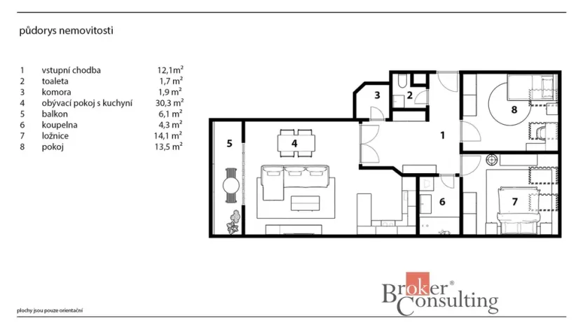 Pronájem bytu 3+kk, Praha, 78 m2