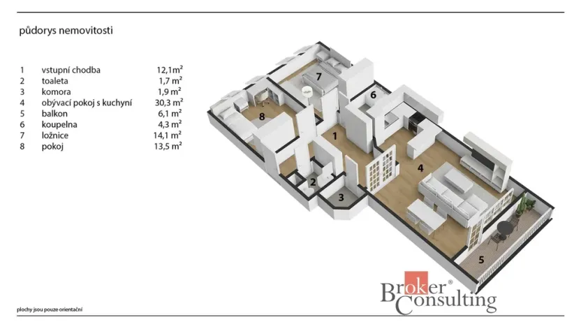 Pronájem bytu 3+kk, Praha, 78 m2