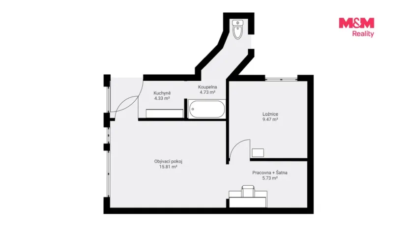 Prodej bytu 2+1, Praha - Karlín, Pernerova, 40 m2