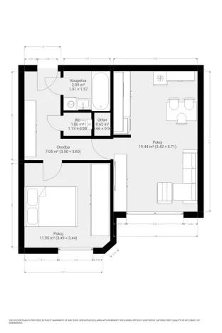 Pronájem bytu 2+kk, Brno - Bohunice, Spodní, 44 m2