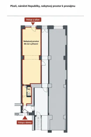 Pronájem obchodního prostoru, Plzeň - Vnitřní Město, náměstí Republiky, 48 m2