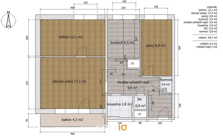 Prodej bytu 3+1, Brno, Irkutská, 62 m2