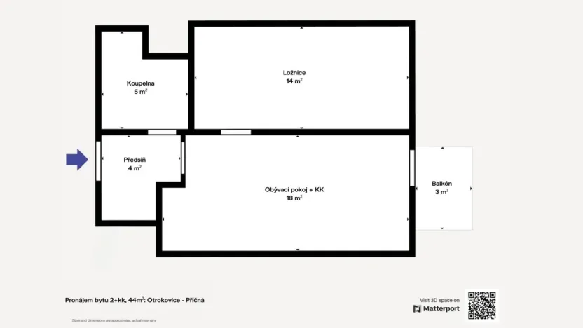 Pronájem bytu 2+kk, Otrokovice - Kvítkovice, Příčná, 44 m2