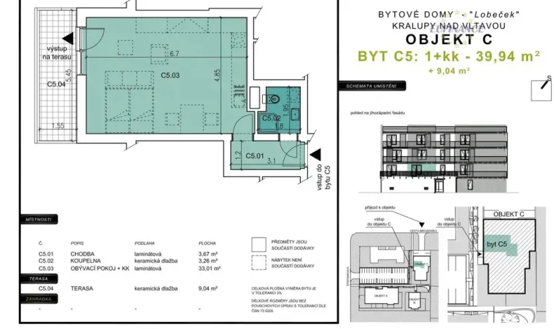 Prodej bytu 1+kk, Kralupy nad Vltavou - Lobeček, Cesta brigádníků, 40 m2