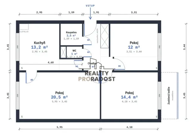 Prodej bytu 3+1, Trutnov, Zvonková, 74 m2