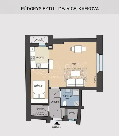 Pronájem bytu 1+kk, Praha - Dejvice, Kafkova, 39 m2