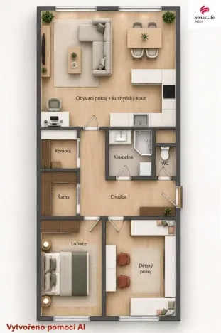 Prodej bytu 3+1, Kladno - Kročehlavy, Na růžovém poli, 75 m2