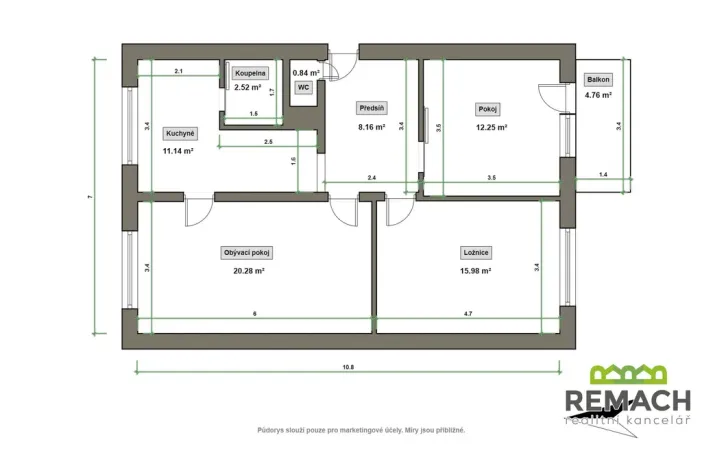 Pronájem bytu 3+1, Uherské Hradiště, Pod Svahy, 76 m2