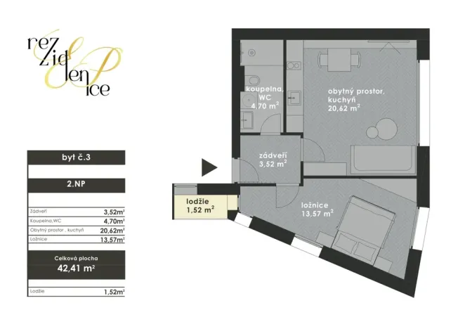 Prodej bytu 2+kk, Brno - Bohunice, Elišky Přemyslovny, 42 m2