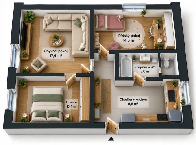 Prodej bytu 3+kk, Česká Lípa, Hálkova, 62 m2