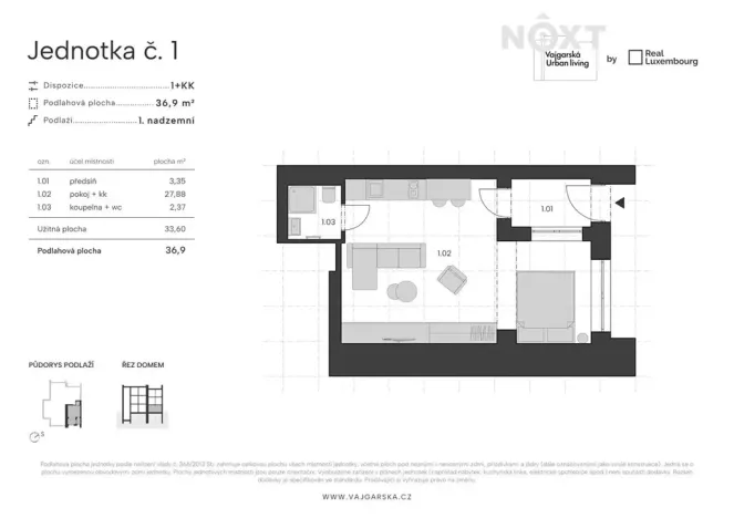 Prodej bytu 1+kk, Praha - Kyje, Vajgarská, 34 m2
