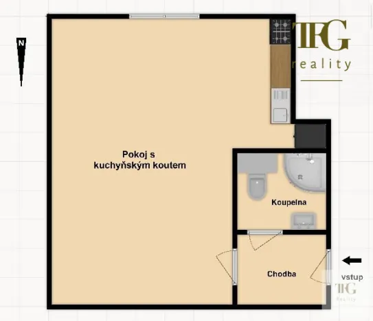 Prodej bytu 1+kk, Praha, Černokostelecká, 25 m2