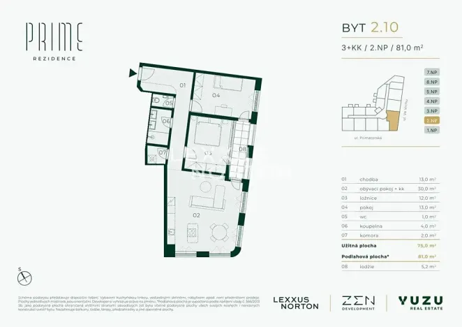 Prodej bytu 3+kk, Praha - Libeň, Primátorská, 75 m2