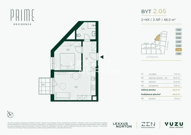 Prodej bytu 2+kk, Praha - Libeň, Primátorská, 43 m2