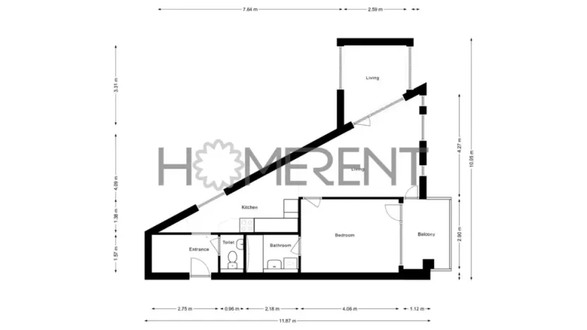 Pronájem bytu 3+kk, Praha - Podolí, Brabcova, 52 m2