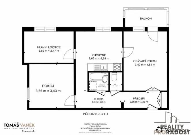 Prodej bytu 3+1, Kuřim, Brněnská, 66 m2