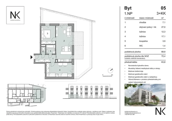 Prodej bytu 3+kk, Třeboň, Na Kopečku, 69 m2
