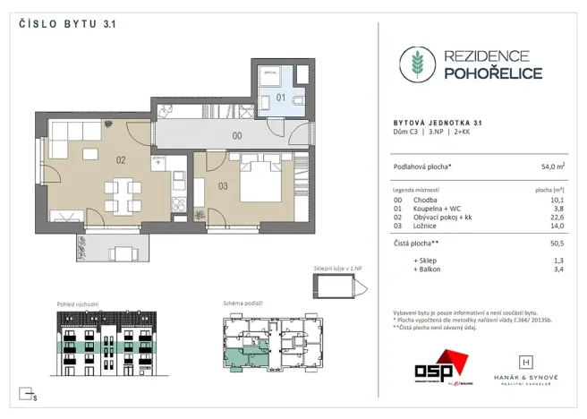 Pronájem bytu 2+kk, Pohořelice, U Kasáren, 50 m2