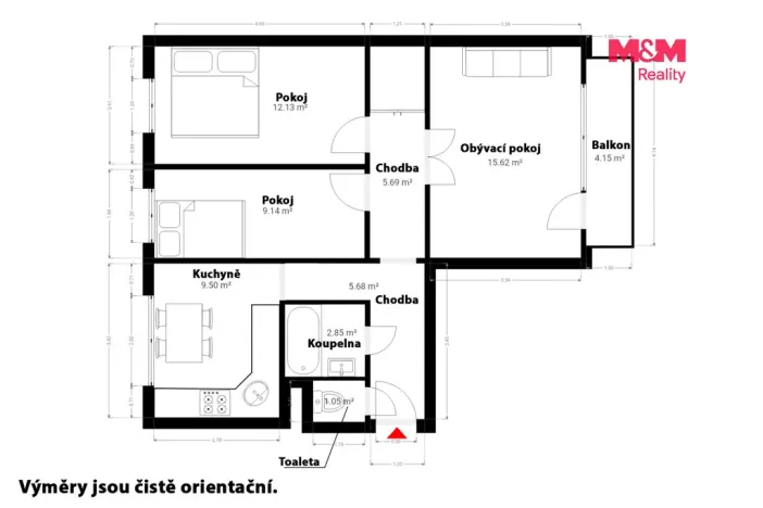 Prodej bytu 3+1, Klatovy, Na Chuchli, 65 m2