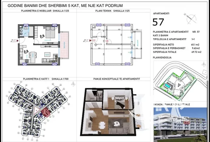 Prodej bytu 2+kk, Qerret, Albánie, 60 m2