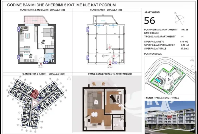Prodej bytu 2+kk, Qerret, Albánie, 57 m2