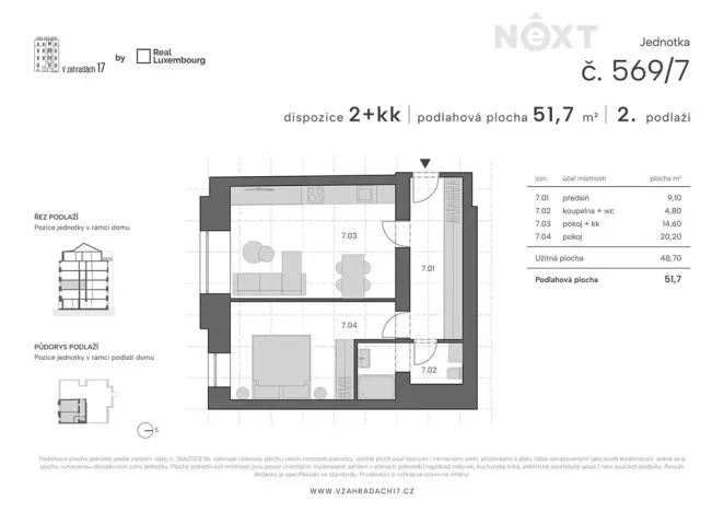 Prodej bytu 2+kk, Praha - Libeň, V zahradách, 52 m2